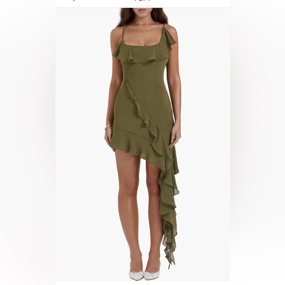 NWT House of CB Ruffle Drape Asymmetrical Mini - Picture 3 of 5